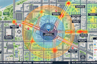 design, redesign trade aerial map, business location site analysis, tracking map