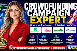 do a crowdfunding campaign promotion for gofundme kickstarter indiegogo wefunder