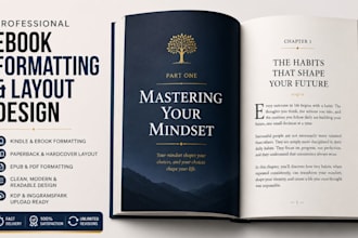 book layout design, kindle and paperback formatting and ebook design