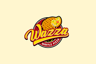 design monogram waffle pizza restaurant logo