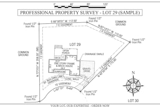 design and render lot subdivision, plot plan, site and pack map for city permit