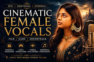 create cinematic ethereal female vocals for your soundtrack and music