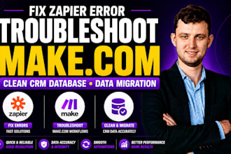 fix zapier error troubleshoot make com and clean CRM database data migration