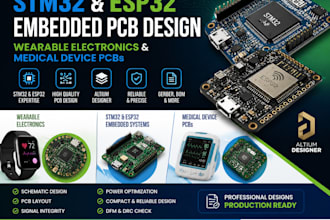 design stm32 and esp32 embedded pcb, wearable electronics, and medical device