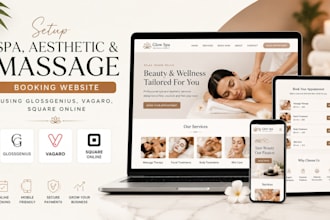 setup spa, aesthetic massage book website using glossgenius vagaro square online