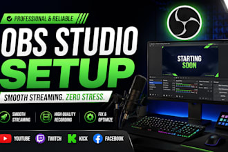 setup or fix obs studio for professional live streaming and recording