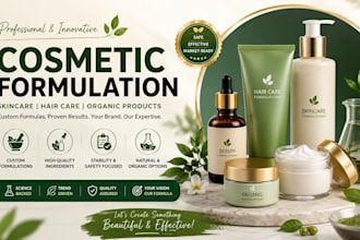 develop formulas for cosmetic formulation, skincare, hair care, organic product