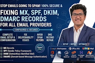 setup and repair spf, dkim, dmarc, and mx records for any domain