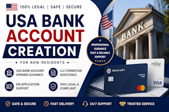 assist with USA llc, ein and business bank account preparation