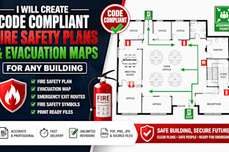 create code compliant fire safety plans and evacuation plan for any building