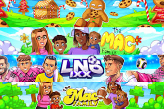 design and draw cartoon youtube banner or pfp logo