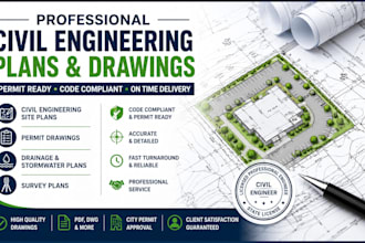 civil engineering site plans permits drawings, drainage plan, survey plan