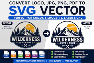 convert logo jpg png PDF to svg vector for cricut silhouette laser cnc files