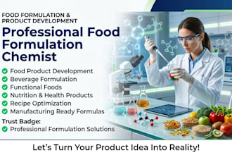 food formulation, vitamin and product development formulation chemist