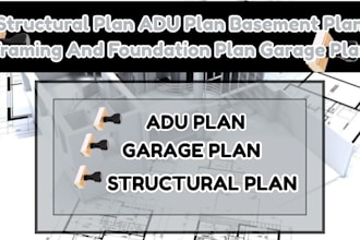 structural plan adu plan basement plan framing plan foundation plan garage plan