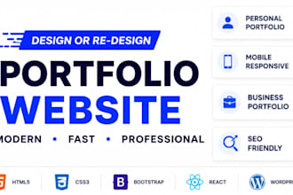 design a website landing page and html portfolio website