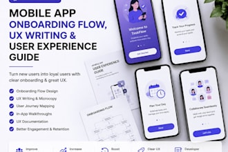 design mobile app onboarding flow, UX writing, and user experience guide