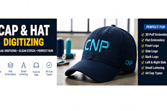 manually digitize cap and hat logo embroidery to dst pes emb