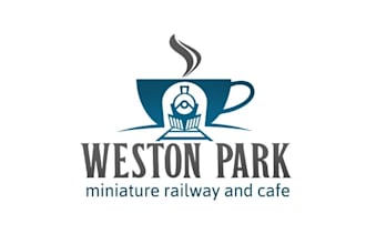 design existing miniature railway and cafe logo