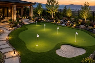 do realistic 3d golf putting green, mini golf course and golf landscape design