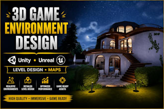 design 3d realistic environment design, game level design, unity game