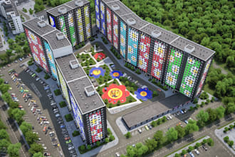 3d site model from topographic map scan, residential complex render,external cgi
