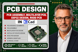 do pcb design,  pcb assembly, multilayer pcb, esp32 design, rigid pcb in kicad