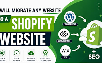 convert wordpress, wix, prestashop, bigcommerce, woocommerce website to shopify