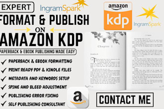 format and publish your paperback, hardcover and ebook on ingramspark amazon KDP