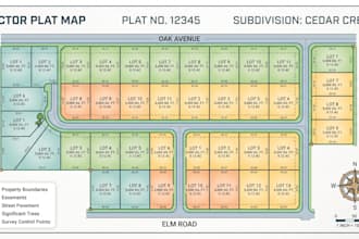 design parcel map, plat map, cadastral map, boundary survey, easement map