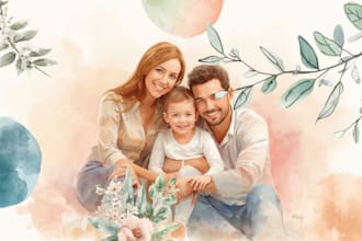 custom watercolor family portrait
