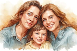 custom watercolor family portrait
