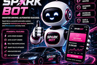 develop spark driver bot, instacart bot, amazon flex bot and grabber bot
