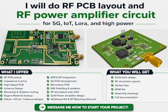 do rf pcb layout and rf power amplifier circuit for 5g, iot, lora and highpower