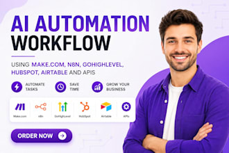 build ai automation using make com n8n, gohighlevel, hubspot, airtable and apis