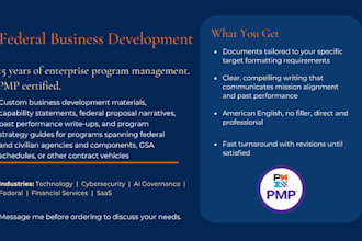 write federal capability statements and bd documents