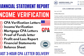 do financial statement, profit and loss, income verification for proof of funds