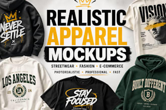 create realistic apparel and streetwear clothing mockups