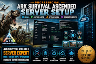 set up ark survival ascended server with mods and custom maps