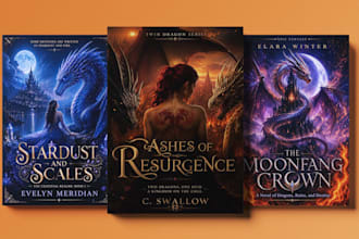 create an epic fantasy and romantasy book cover design