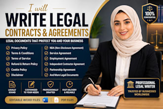 write legal contract agreement, legal privacy policy document writing