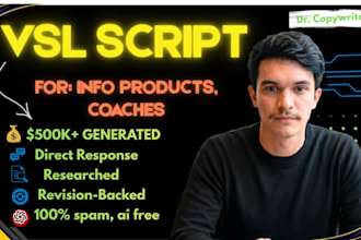 write persuasive vsl script and video sales letter