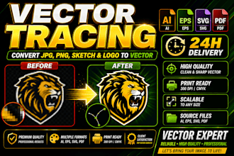 manually vector trace, redraw logo to ai eps svg for print
