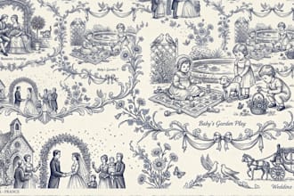 french toile de jouy, pattern design repeat pattern textile print for home decor