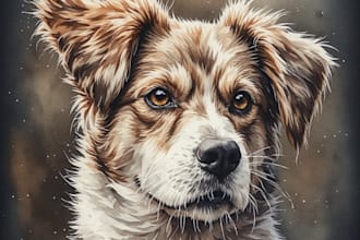 do a custom pet portrait dog portrait and cat portrait