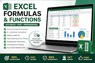 create excel formulas, functions and fix spreadsheets