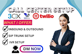 setup 3cx, vicidial and auto dialer with sip trunk for both inbound and outbound