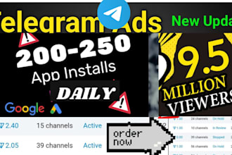 telegram ads to increase daily app install, mobile app promotion, game promotion