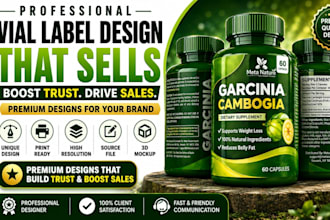 design premium peptide vial label design, peptide sarms, supplement label design