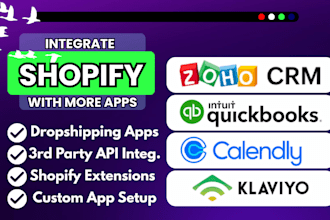 integrate zapier with zoho CRM shopify, quickbooks, calendly klaviyo, mailchimp